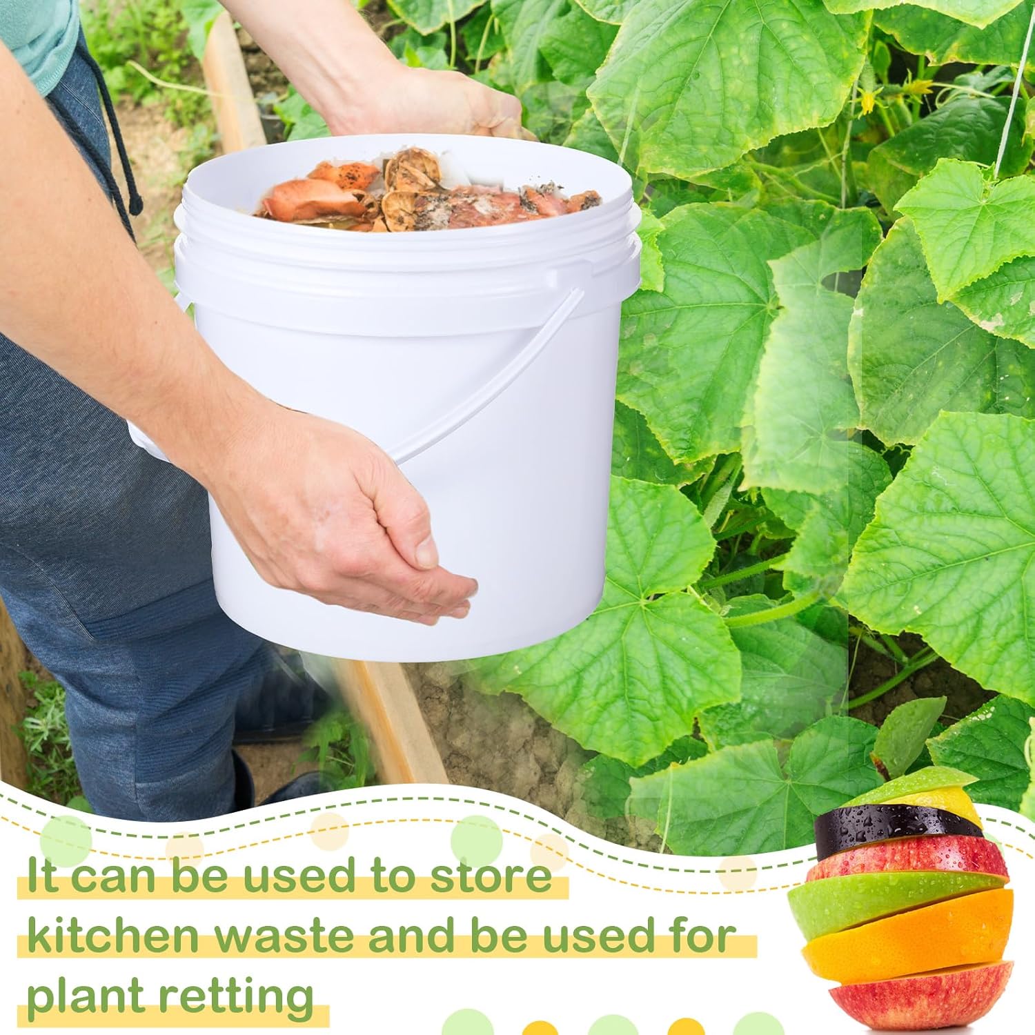 8 cubos de plástico con asa y tapa, contenedor duradero y resistente, seguro para alimentos, para almacenamiento multiusos, pintura, proyectos de