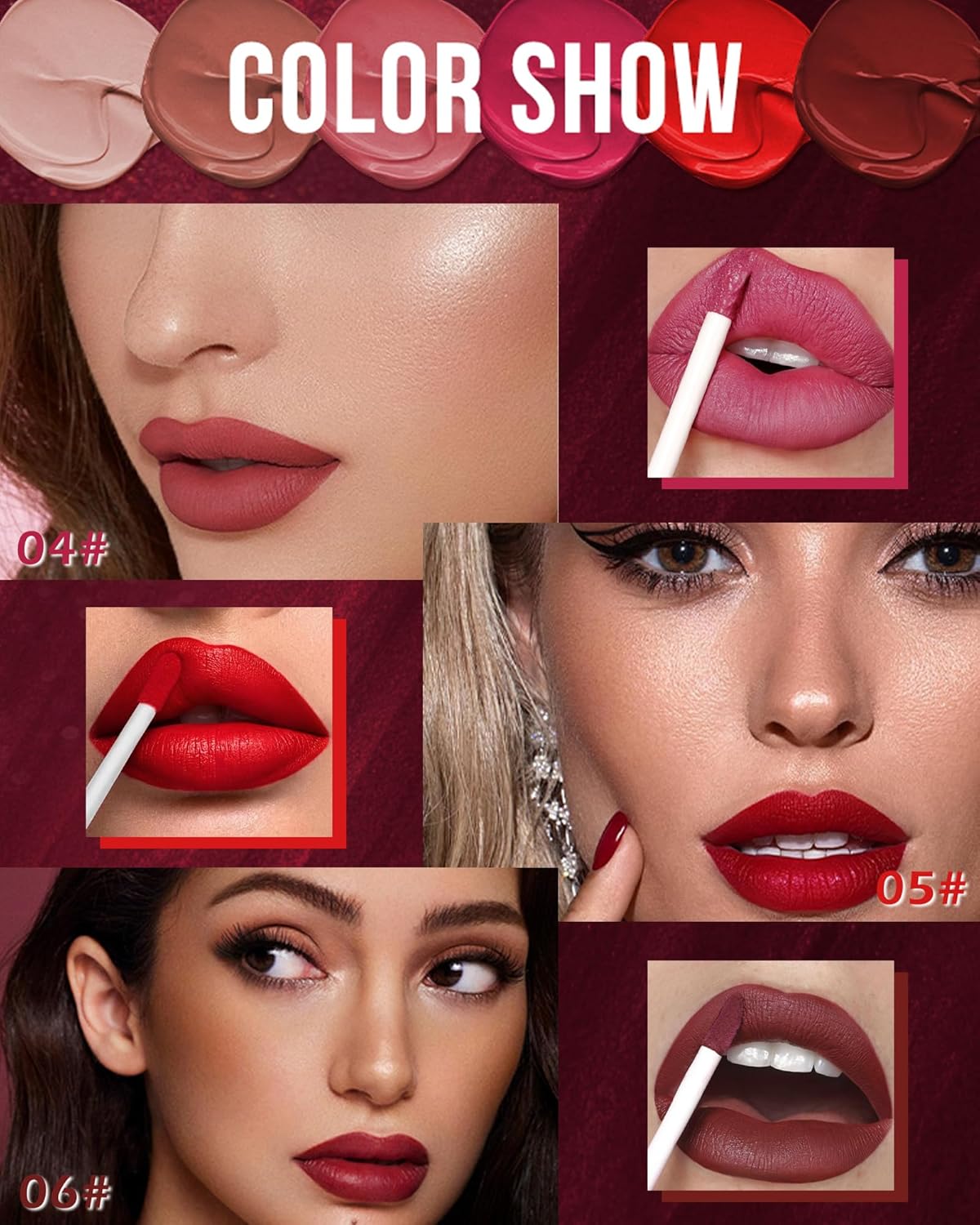 Juego de lápices labiales líquidos mate, 3 unidades, tinte de tinte de labios de alta pigmentación, brillo labial de terciopelo mate, hasta 16 horas