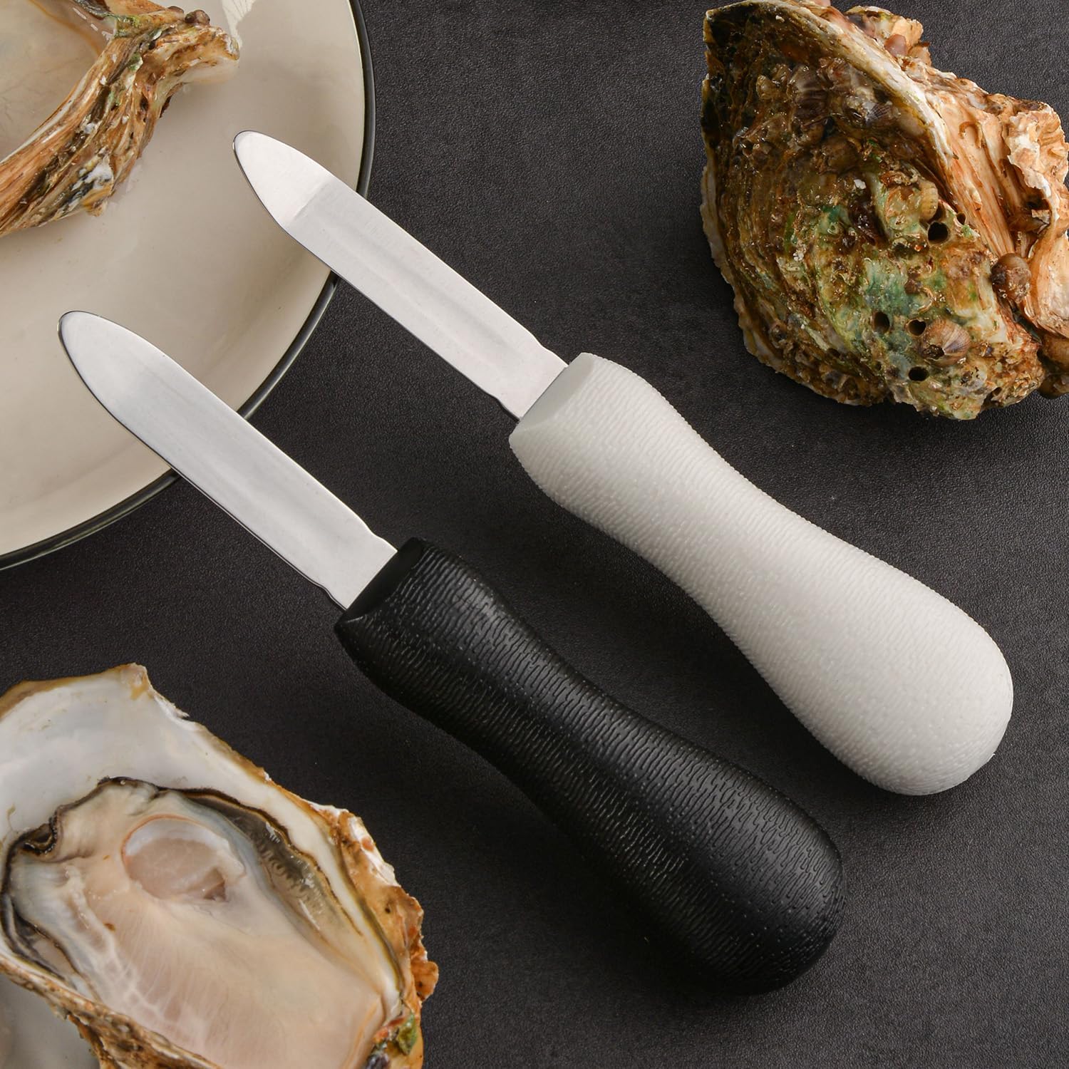 Cuchillo de shucking de ostras, 2.75 pulgadas, estilo New Haven, cuchillo de almeja con mango de polietileno antideslizante, abridor de mariscos,