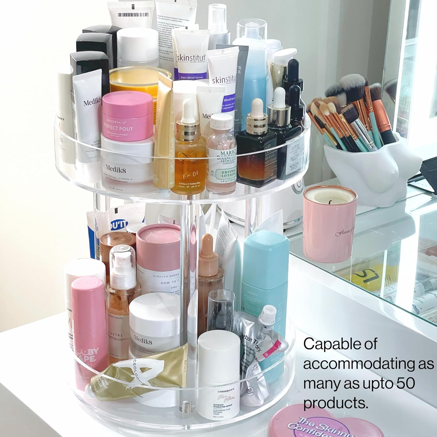 ETOILE – Soporte para el cuidado de la piel de maquillaje – Soporte giratorio de acrílico 360 para el cuidado de la piel