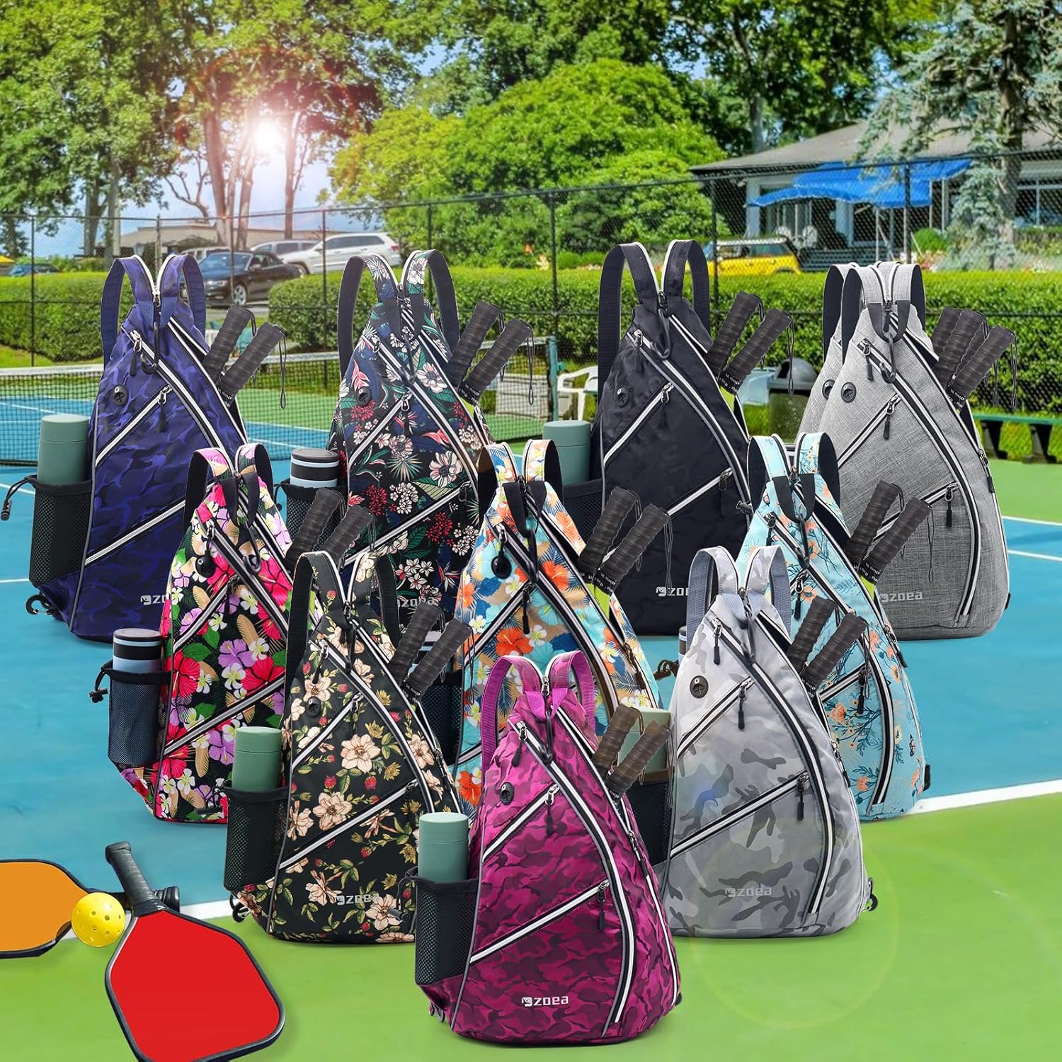 ZOEA Bolsa de pickleball ajustable con soporte para botella de agua, mochila de paleta de pickleball para hombres y mujeres