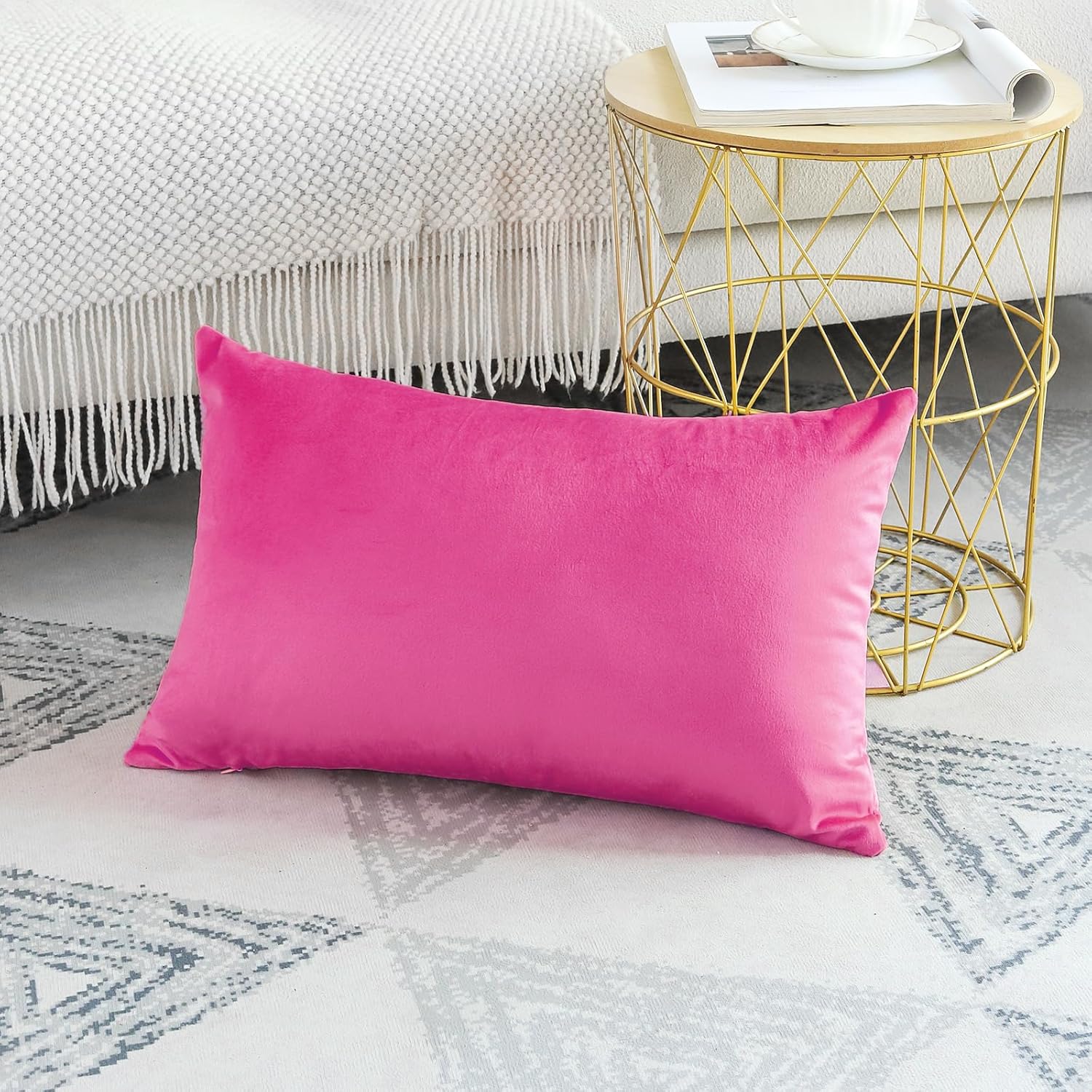 Artscope Fundas de almohada de terciopelo de lujo, fundas de almohada rectangulares decorativas, fundas de cojín suaves y sólidas para sofá,