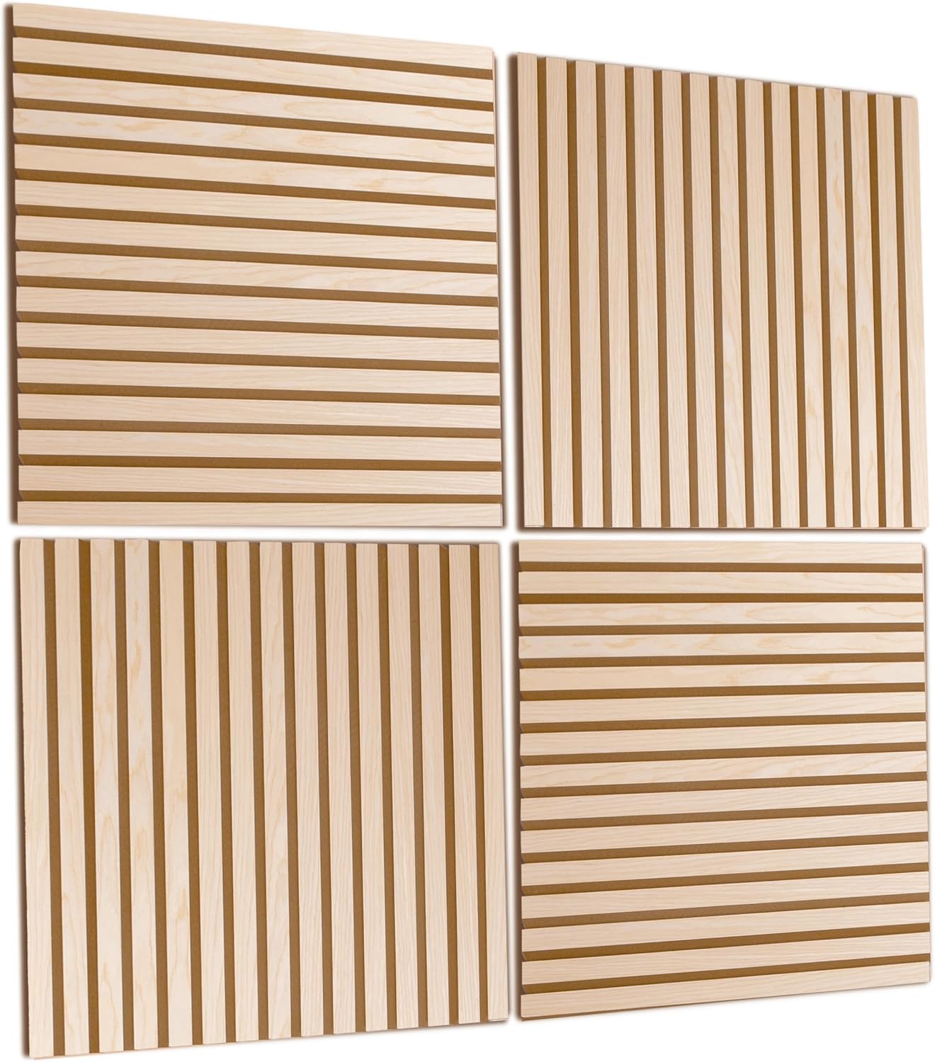 Acústico de madera, paneles de chapa de pared de madera, 24 x 24 pulgadas cada uno, paneles insonorizados, decoración de absorción de sonido