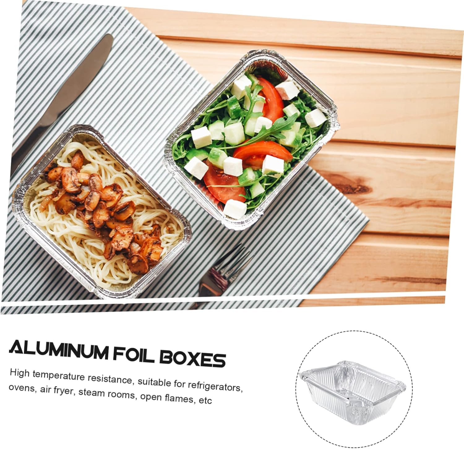 Yardwe 30 cajas de papel de aluminio para tartas desechables para tartas, sartenes de aluminio, mesa de vapor, sartenes profundas, sartenes de