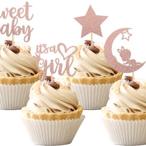 36 piezas de decoración para cupcakes para baby shower con luna con purpurina y estrella It’s a Girl Sweet Baby Reveal para cupcakes Baby Shower 36 piezas de decoración para cupcakes para baby shower con luna con purpurina y estrella It’s a Girl Sweet Baby Reveal para cupcakes Baby Shower