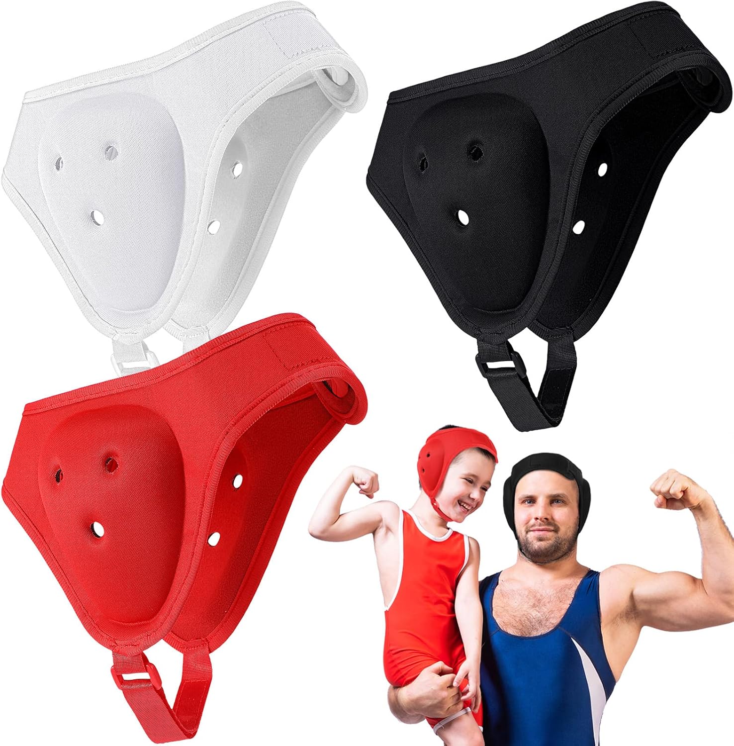 Hoteam 3 piezas de casco de lucha libre suave protector de oído para niños, equipo de lucha libre para niños, jóvenes, adultos, niños y niñas, MMA