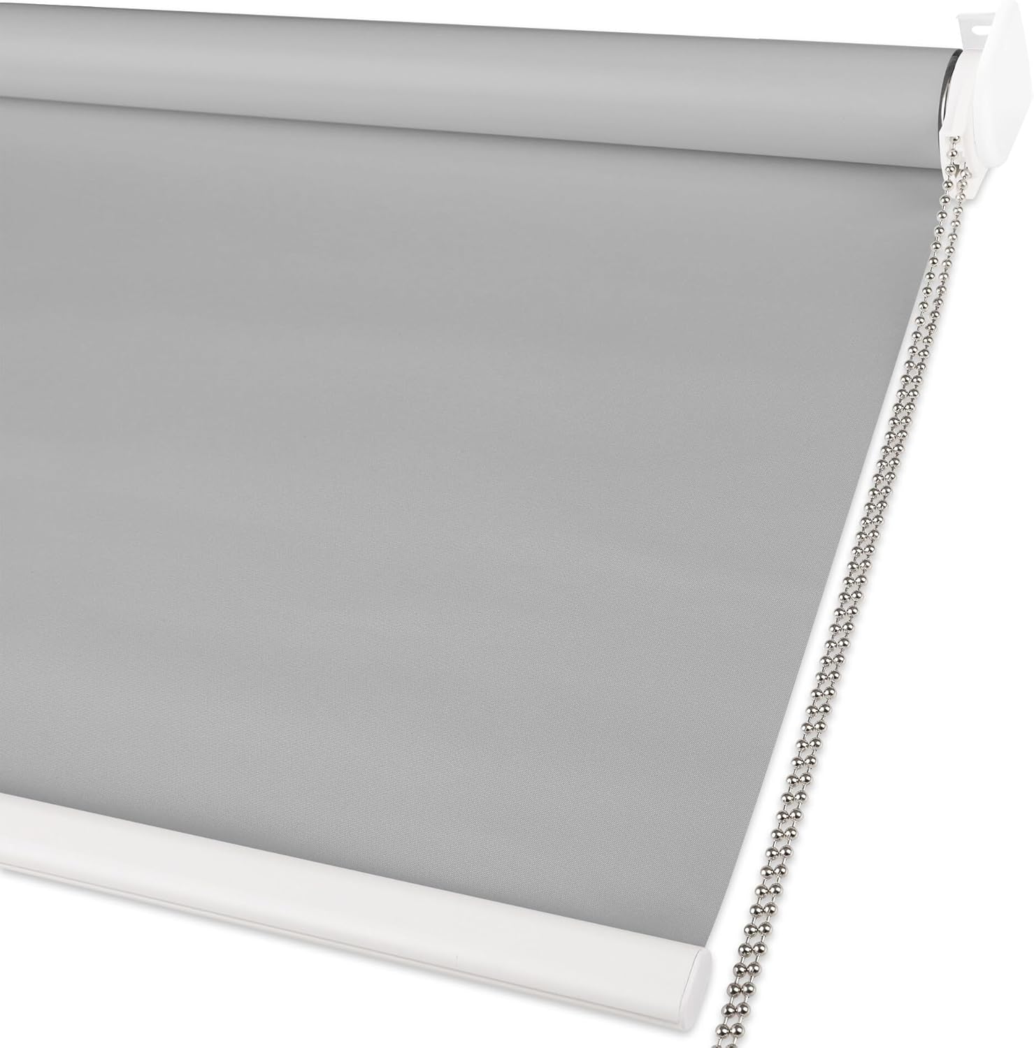 HausKit Persiana enrollable 100 % opaca, con aislamiento térmico, tela impermeable con protección UV, para oficina y hogar, fácil de instalar (gris,
