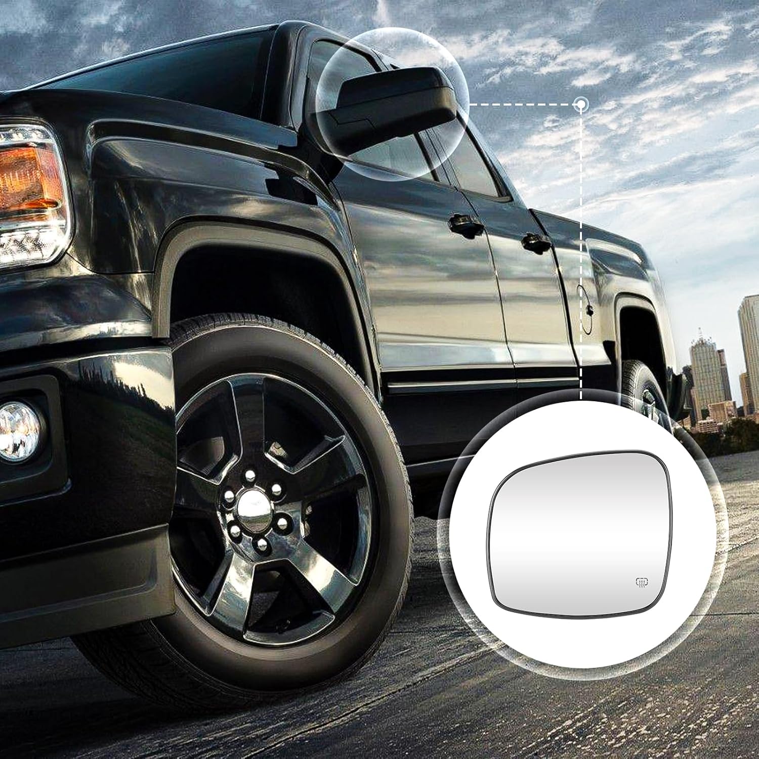 Espejo lateral izquierdo del conductor con calefacción para Dodge Grand Caravan 2008-2020, para Chrysler Town & Country 2008-2016, para RAM CV