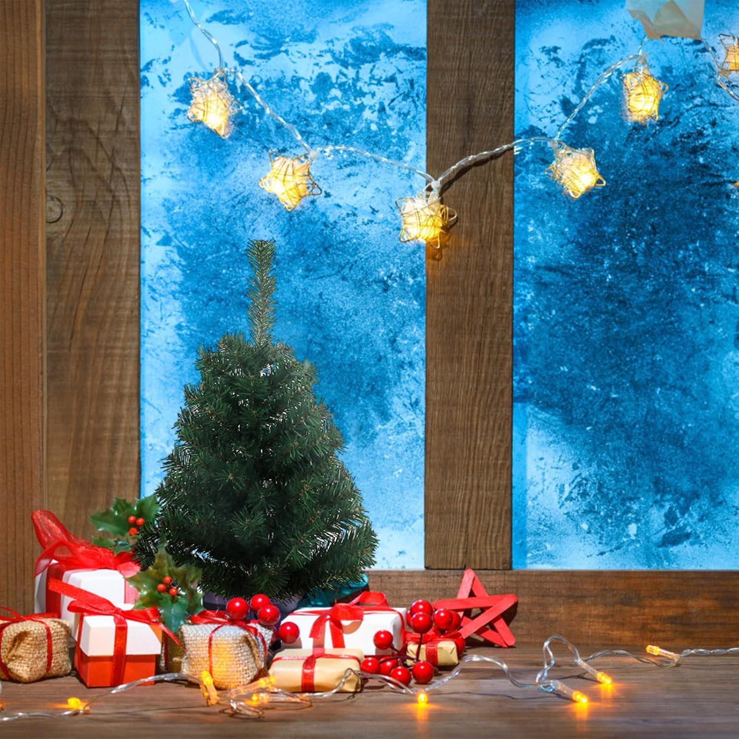 URMAGIC Árbol de Navidad de mesa, pinos de Navidad artificiales de 18 pulgadas con soporte de plástico, árbol de Navidad de mesa, decoraciones de