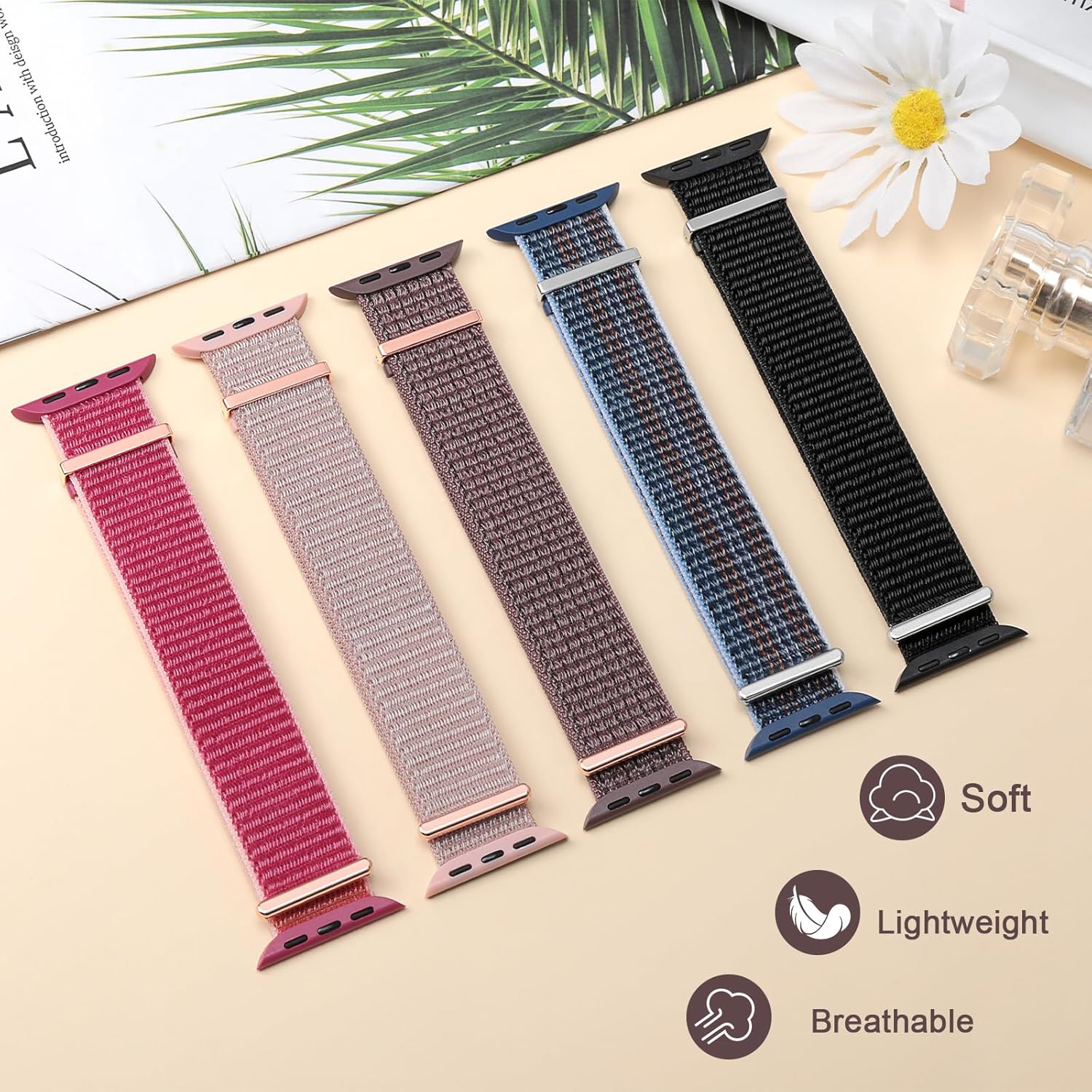 OHOTLOVE Correa de nailon compatible con Apple Watch Band de 1.496 pulgadas, 1.575 pulgadas, 1.614 pulgadas, 1.654 pulgadas, 1.732 pulgadas, 1.772