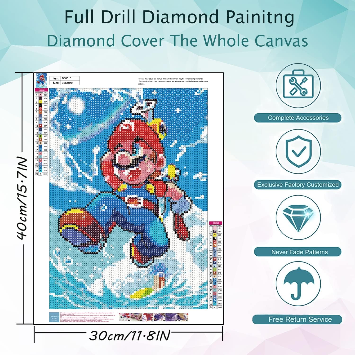 QUITEDEW Kits de pintura de diamantes para adultos, dibujos animados artísticos de diamantes, pintura con diamantes, animación de taladro completo,