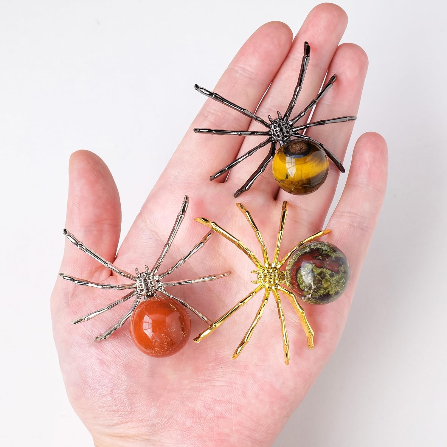 Runyangshi 1 bola de sodalita de cristal natural de 2 pulgadas, hecha a mano, estatua de araña animal, cristal curativo para decoración de