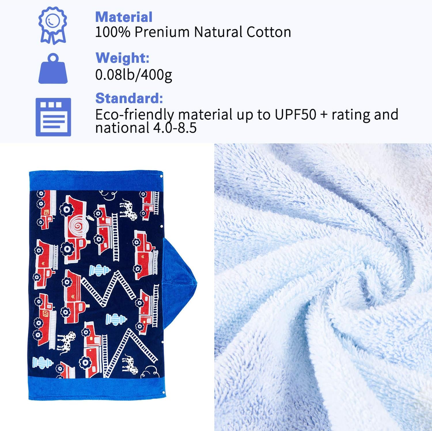 Wowelife Toallas de playa para niños, toallas con capucha para niños, toalla tipo poncho, 100% algodón de primera calidad, suave y transpirable,
