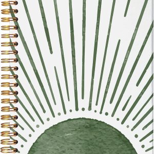 NEGIGA Cuaderno abstracto bohemio con espiral, rayado verde, amanecer, sol, sol, rayos, 8.3 x 5.5 pulgadas, tapa dura, con rayas universitarias, NEGIGA Cuaderno abstracto bohemio con espiral, rayado verde, amanecer, sol, sol, rayos, 8.3 x 5.5 pulgadas, tapa dura, con rayas universitarias,
