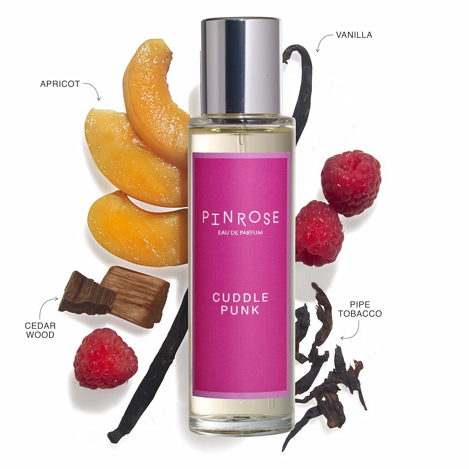 PINROSE Perfumes Cuddle Punk – Eau de Parfum – Fragancia en espray para mujer, notas de albaricoque, tabaco de pipa, vainilla, coco, jazmín, fresia,