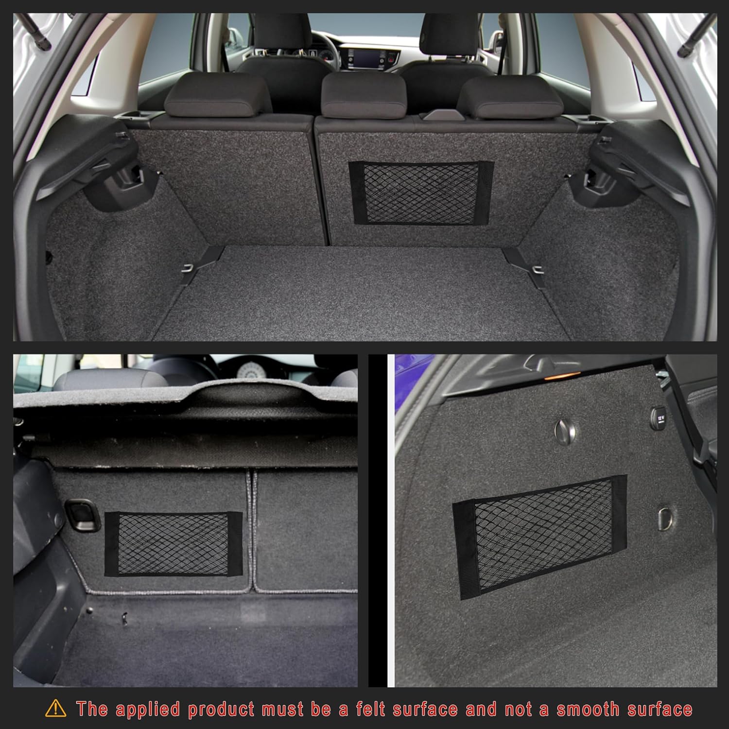 Yuinsen Red de carga universal de malla para automóvil, organizador de calcomanías de pared para automóvil, red de almacenamiento elástica para