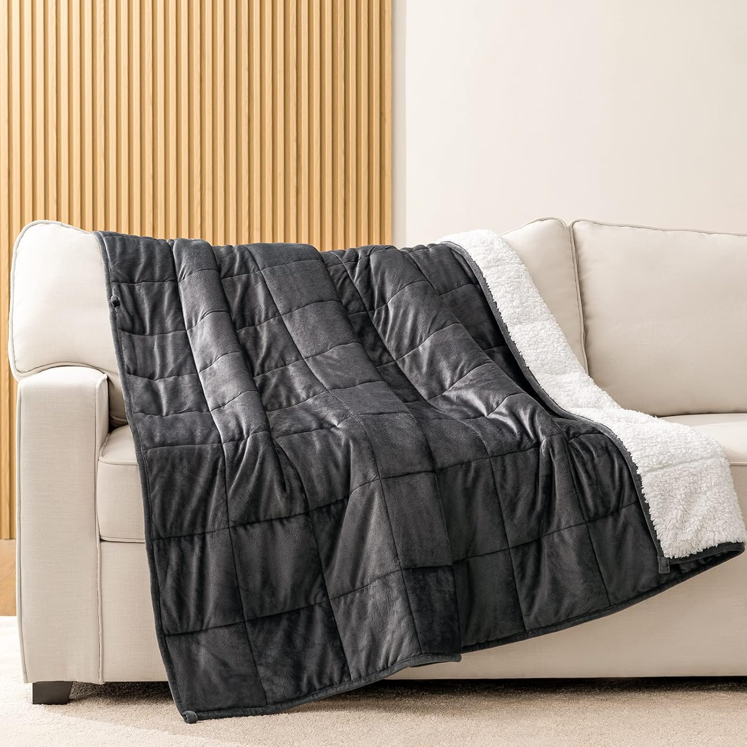 HBlife – Manta con peso de forro polar para adultos, manta de cama gruesa y afelpada de 15 libras con certificación Oeko-Tex, manta pesada