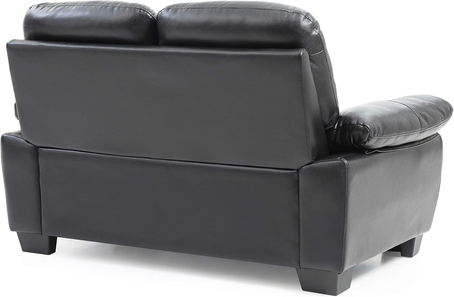 Glory Furniture Marta – Sofá biplaza tapizado, piel sintética negra