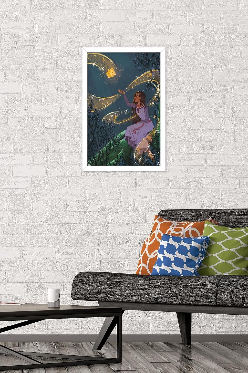 Trends International Disney Wish – Póster de collage 2 (Asha & Star), póster de pared, 14.72 x 22.37 pulgadas, versión enmarcada en blanco