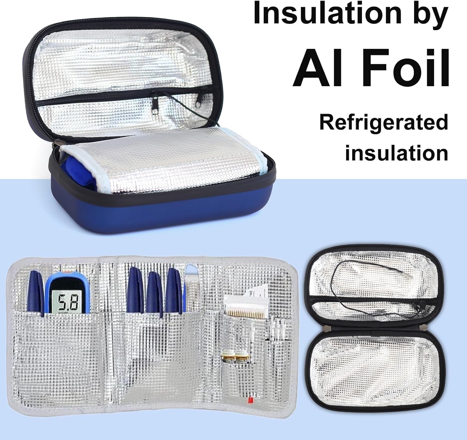 Funda de viaje para enfriar insulina, bolsa enfriadora de medicamentos aprobada por la TSA para 8 bolígrafos de insulina y suministros para