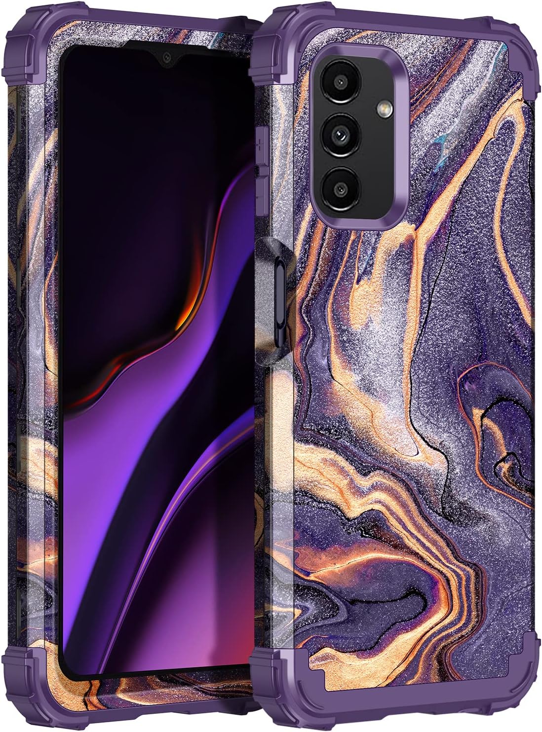 LONTECT Funda para Galaxy A13 5G de tres capas, a prueba de golpes, resistente, híbrida, resistente, duradera, funda protectora para niñas y