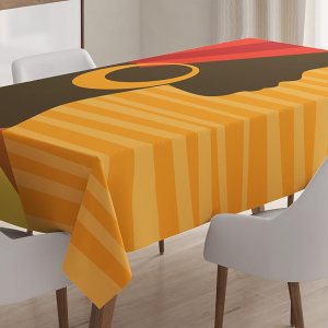 Ambesonne Mantel africano, silueta de perfil de niña con aretes, imagen de gracia femenina, mantel rectangular para decoración de comedor y cocina, Ambesonne Mantel africano, silueta de perfil de niña con aretes, imagen de gracia femenina, mantel rectangular para decoración de comedor y cocina,