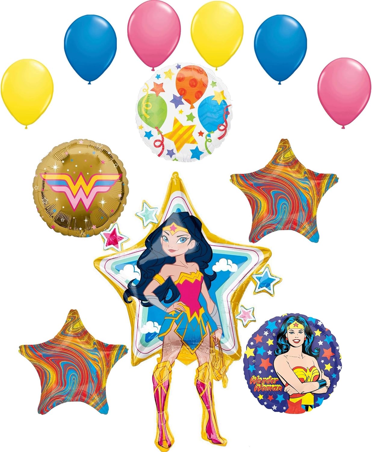 Wonder WW1984 – Suministros de fiesta de mujer de cuerpo completo para cumpleaños, decoración de ramo de globos