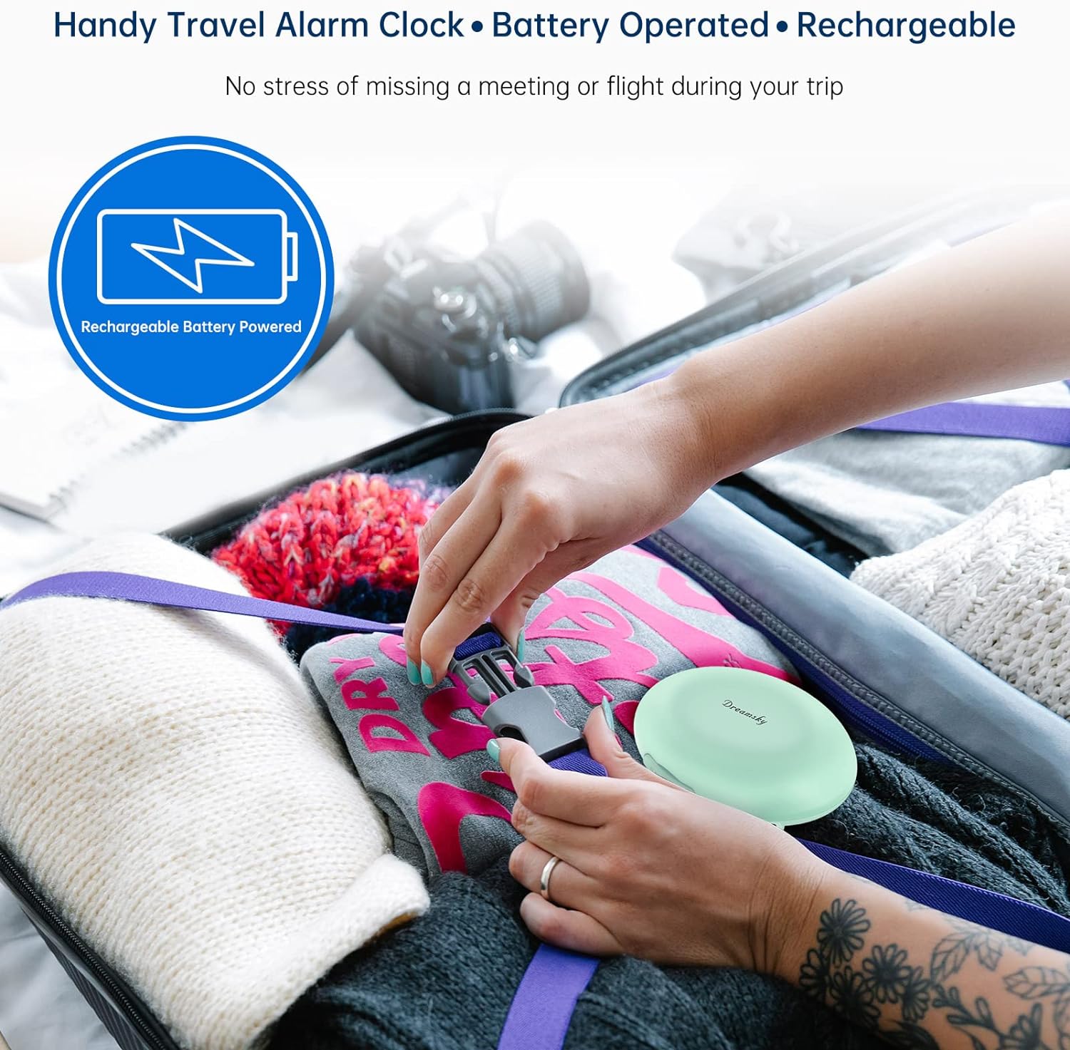 DreamSky Reloj despertador vibratorio para adultos que duermen pesadamente, agitador de cama recargable debajo de la almohada para personas con