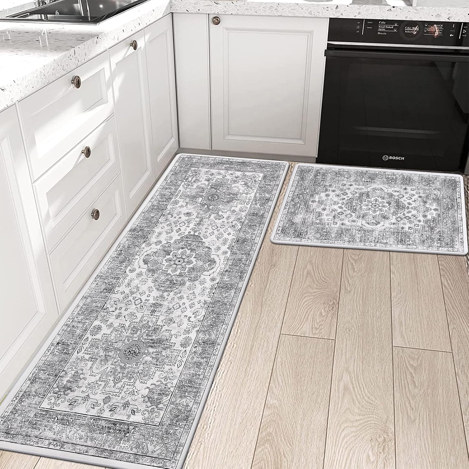 Pauwer Juego de 2 tapetes de cocina antideslizantes para piso, tapetes de cocina acolchados para piso, tapete cómodo de pie, tapete de pie