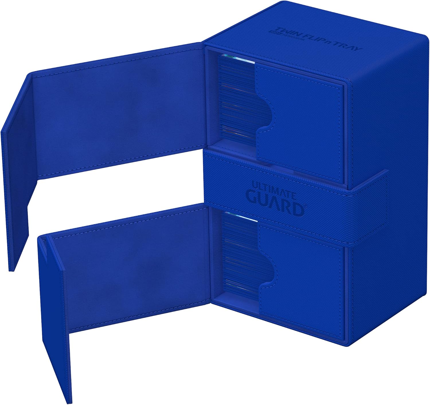 Ultimate Guard Flip ‘n’ Tray – Funda para 160 tarjetas TCG de doble manga + bandeja de dados, color azul, cierre magnético independiente y forro