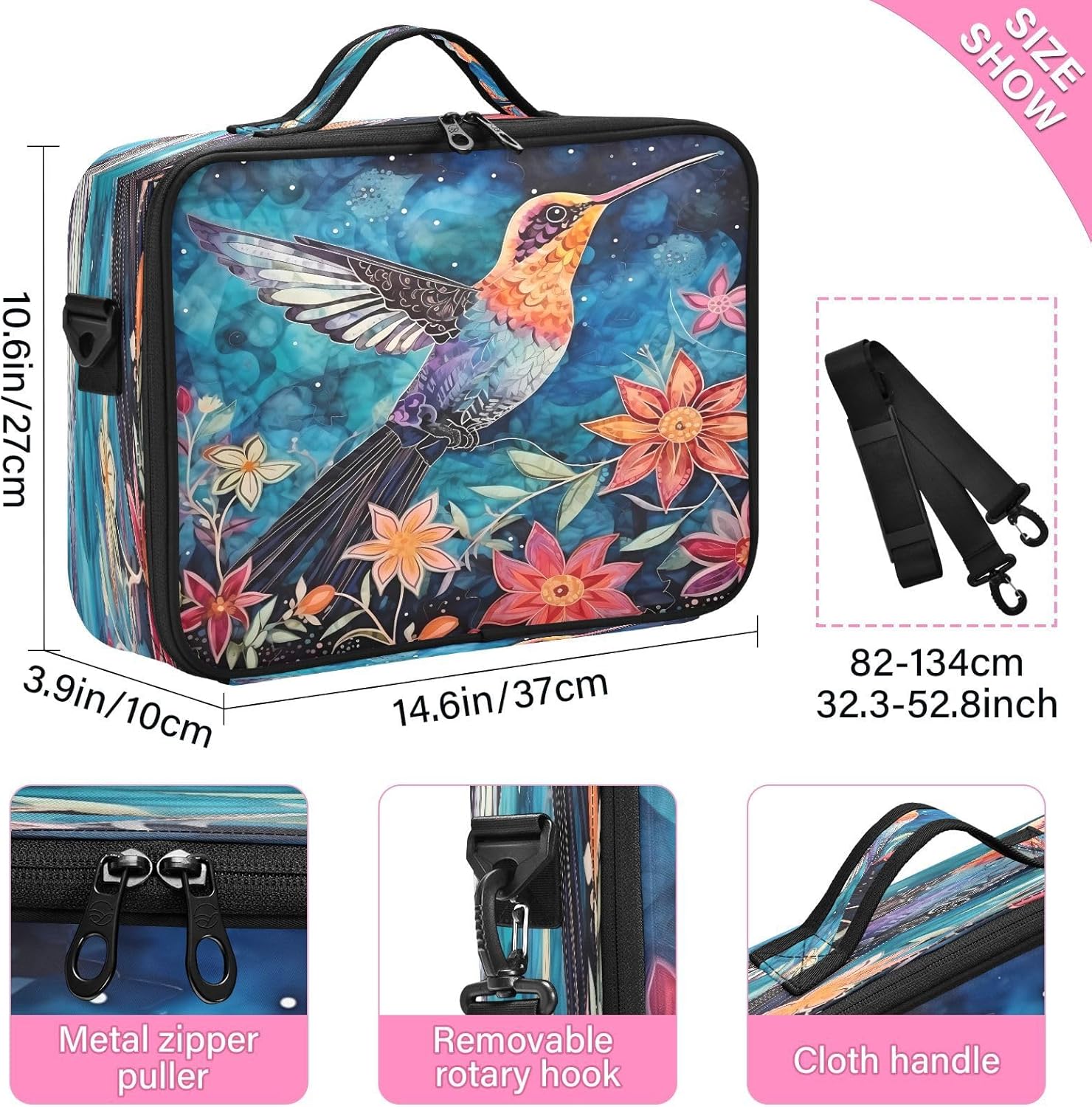 Flowers and Birds Aesthetic Blue travel makeup bag large cosmetic toiletry bag travel large make up bag travel makeup bag bolso para maquillaje de