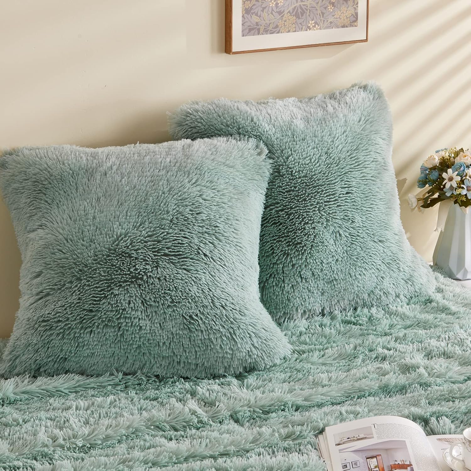 GONAAP Funda de almohada de piel sintética decorativa para sofá, cama de automóvil, 18 x 18 pulgadas (azul hielo, 18 x 18 pulgadas (paquete de 2)