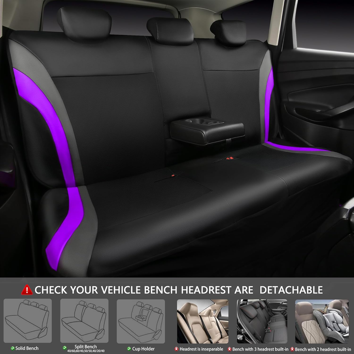 CAR PASS Juego completo de fundas de asiento de automóvil de cuero, impermeables, para automóviles, SUV, sedán, camión, compatible con bolsas de