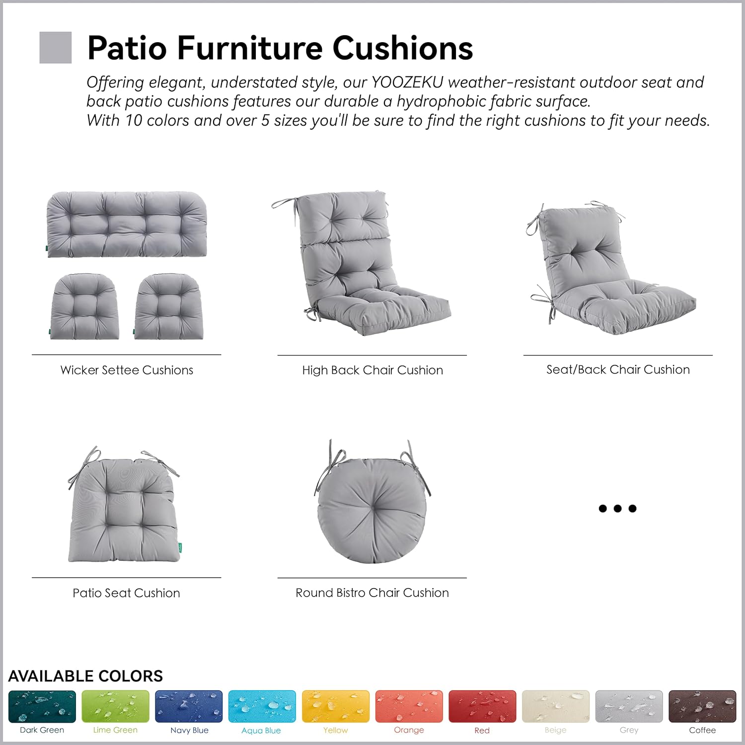 Cojines redondos para sillas de estilo bistro para exteriores, cojines de asiento redondos de 15 pulgadas con lazos para sillas de patio al aire