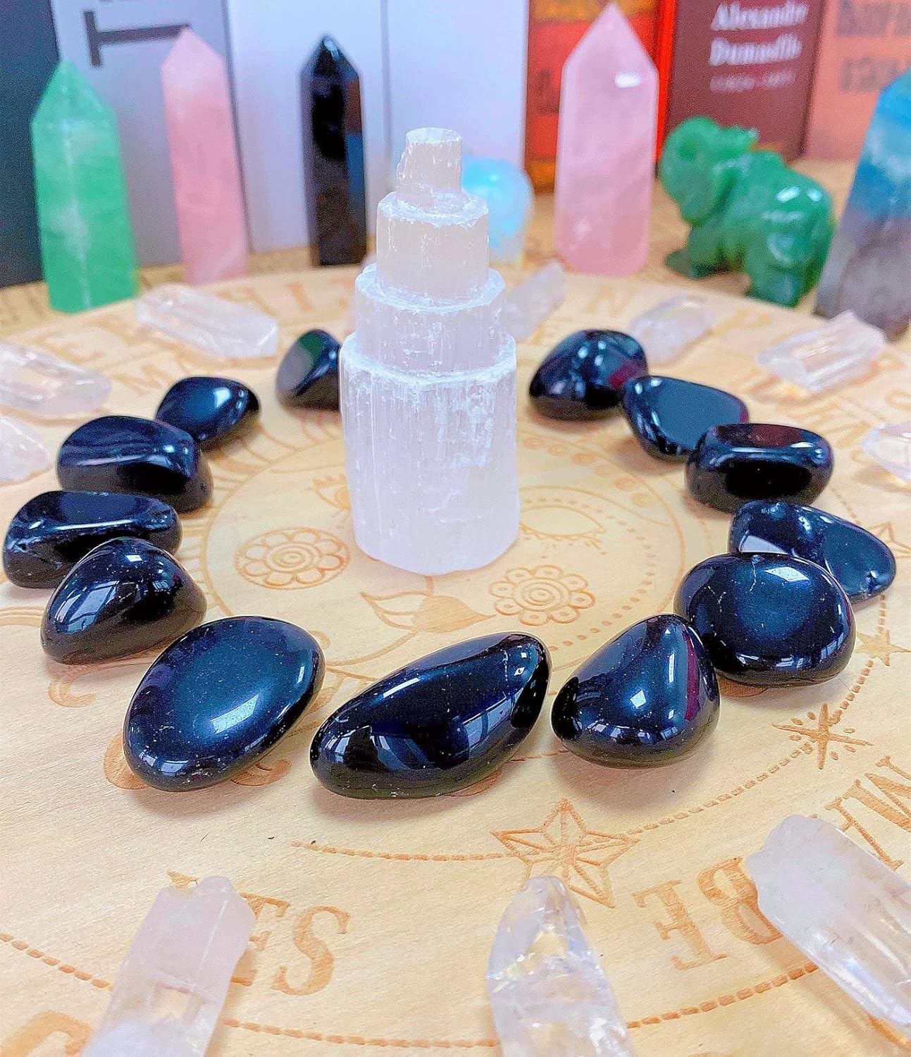 QINJIEJIE Piedras pulidas de obsidiana negra de 0.9 libras, piedras preciosas a granel de 0.6 a 1 pulgada, rocas de piedra de cuarzo irregular,