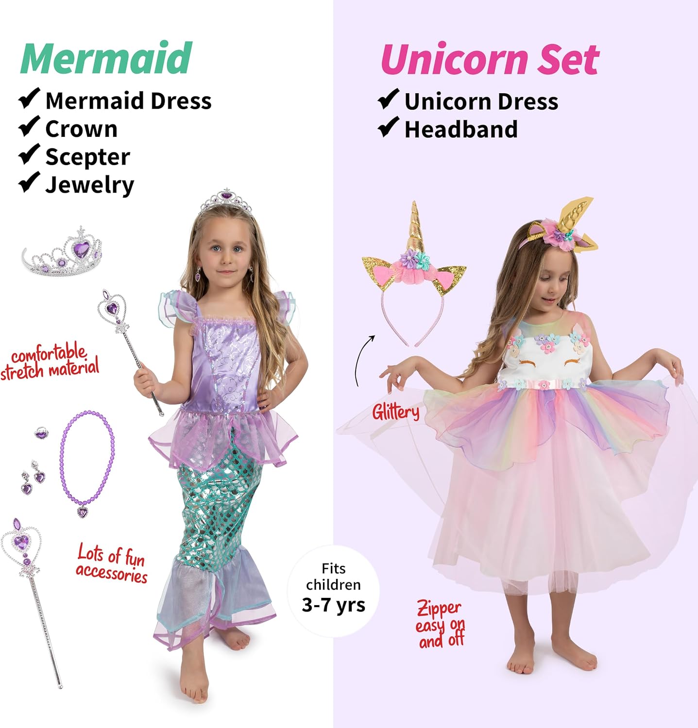 Born Toys Ropa de vestir para niñas pequeñas de 4 a 6 años, disfraces lavables para niños pequeños para juegos de simulación 3T-4T