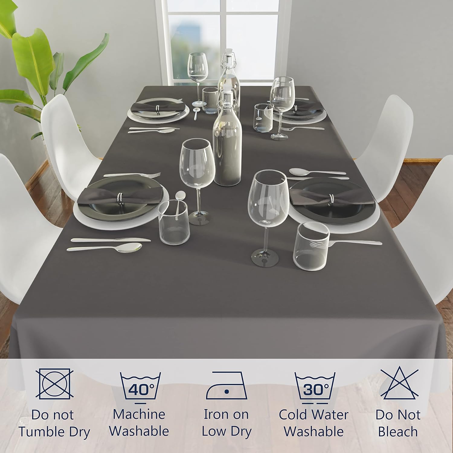 Encasa Homes – Mantel de lona de algodón de color liso, para cenas familiares, festivales, fiestas en interiores y exteriores y uso diario, 100%