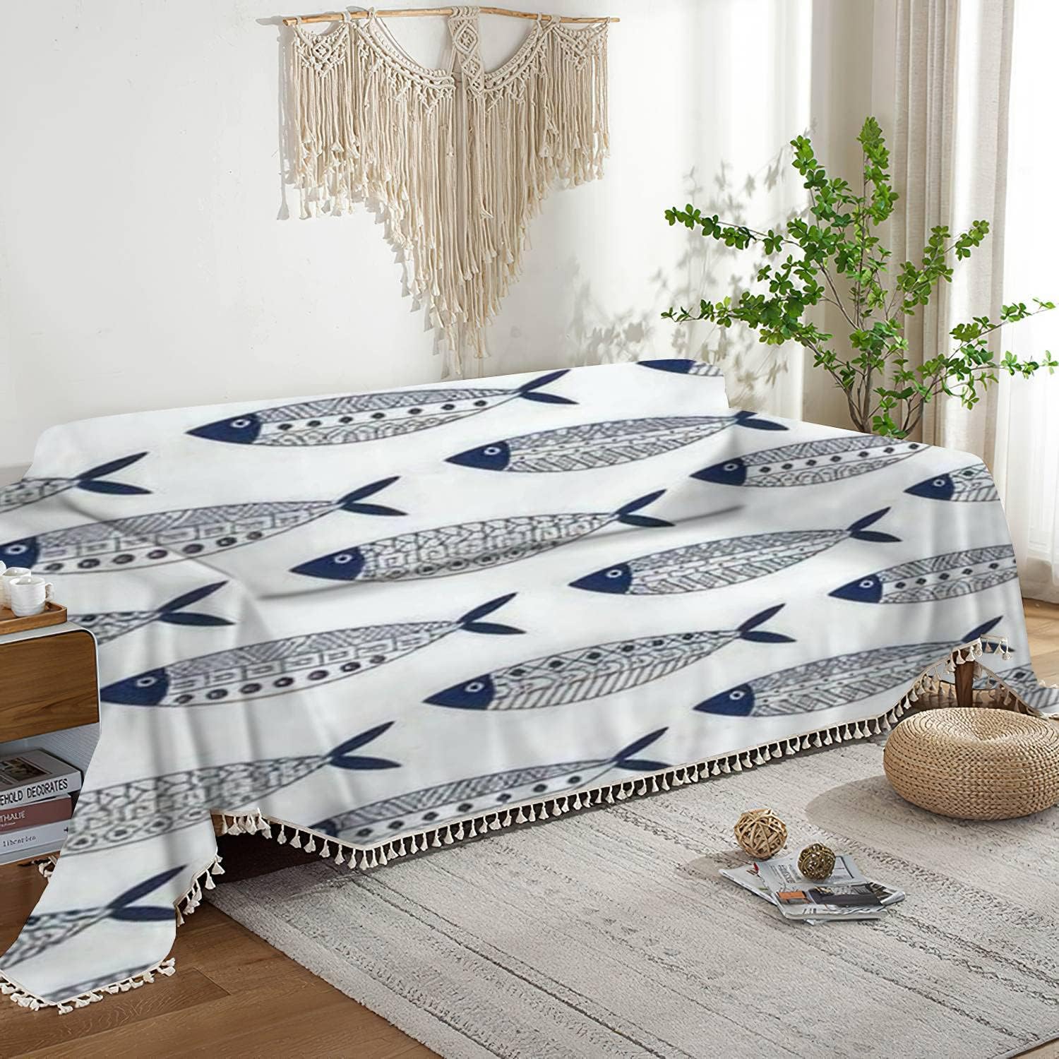 Decoración de peces tradicionales mexicanos mayas étnicos bohemios, funda de sofá reclinable, funda de sofá biplaza para muebles, toalla lavable,