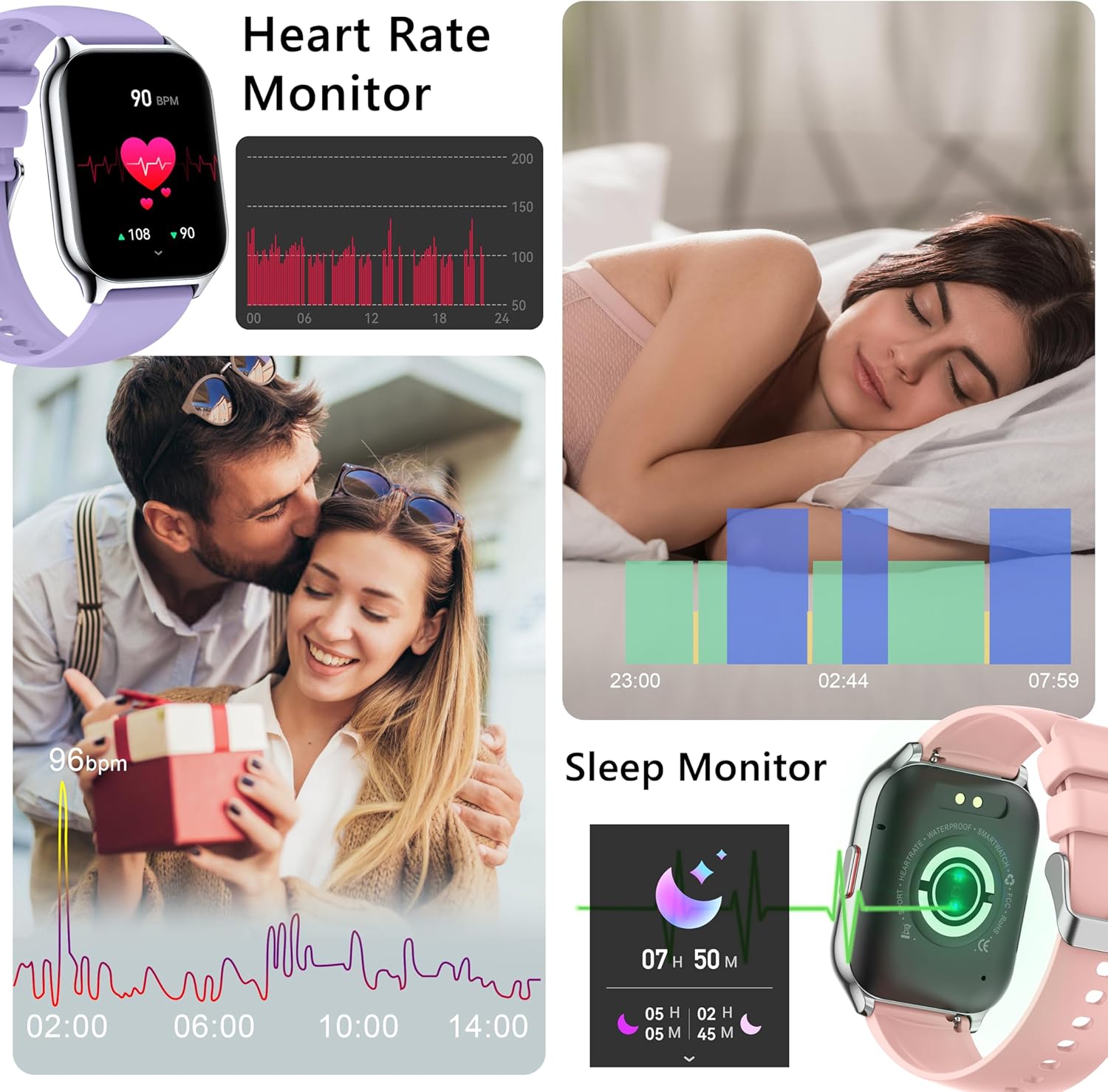 ZOSKVEE Reloj inteligente para mujeres y hombres (marcadorespuesta de llamadas), reloj de seguimiento de fitness de 2.0 pulgadas con monitor de