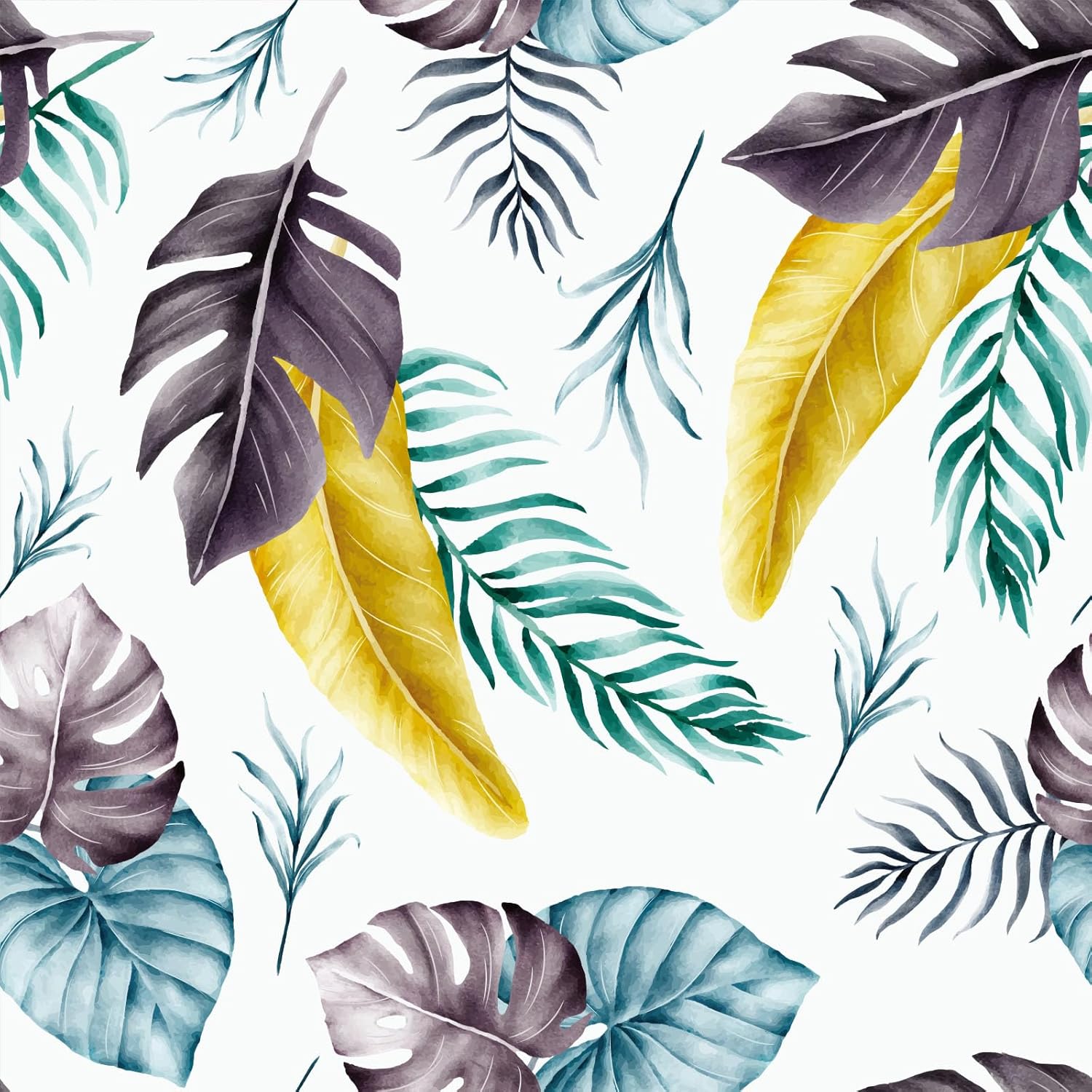 BaoHArtHome Papel tapiz de palmeras tropicales, removible, hojas de oro verde, bohemio, fácil de despegar, autoadhesivo, impermeable, para