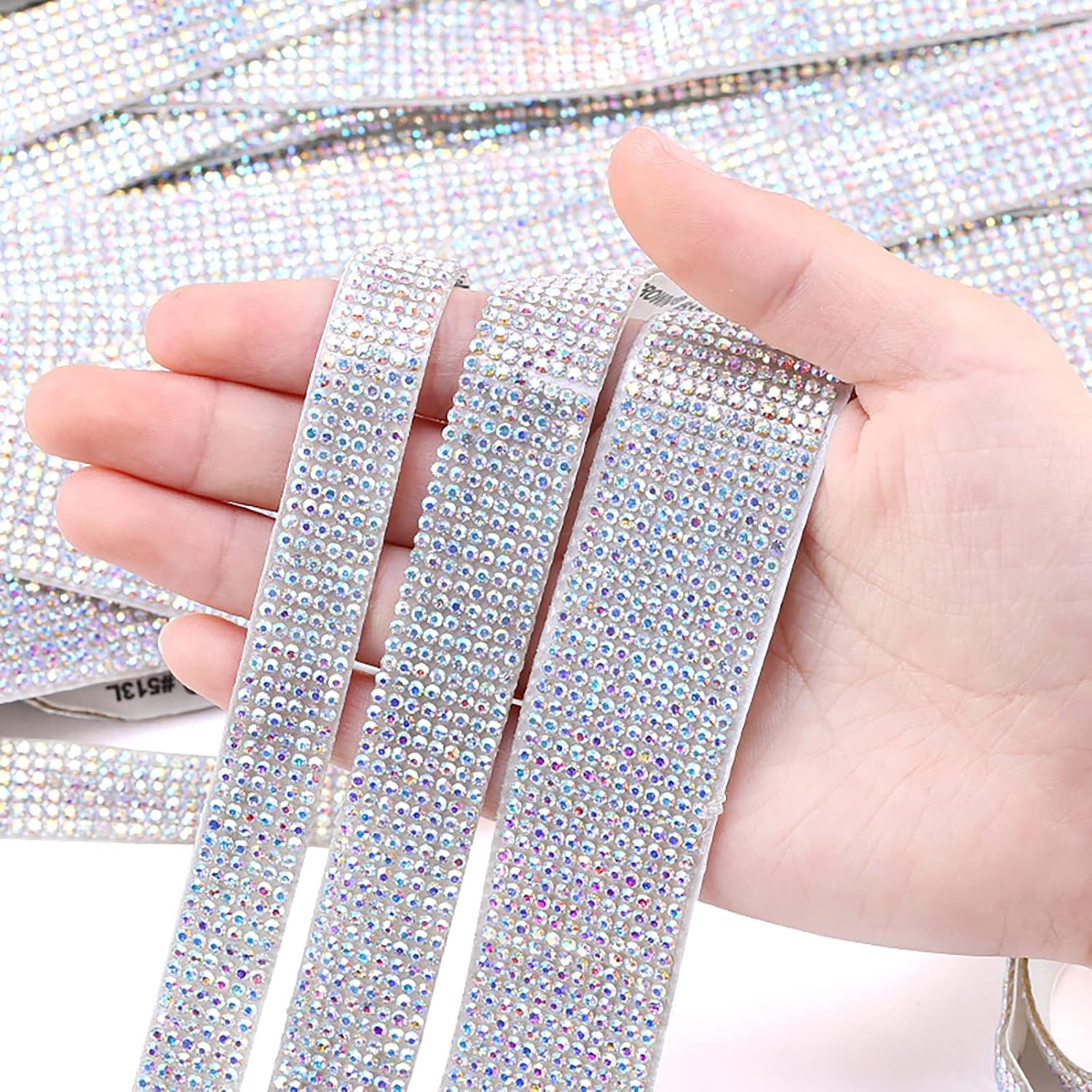 Cinta autoadhesiva de diamantes de imitación de cristal, calcomanía brillante con gemas de purpurina de 0.079 pulgadas para artes, manualidades,