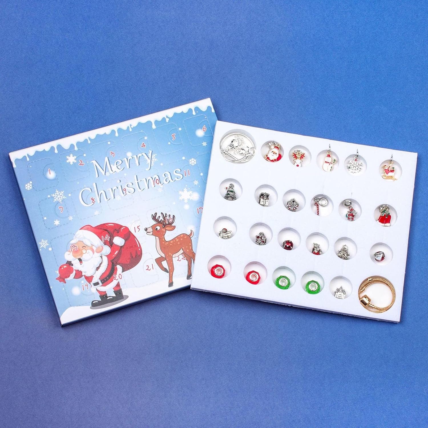 Countdown Day – Caja de pulsera para niños de Papá Noel, juego de bricolaje con la llegada de las vacaciones, caja de regalo, calendario de pared de