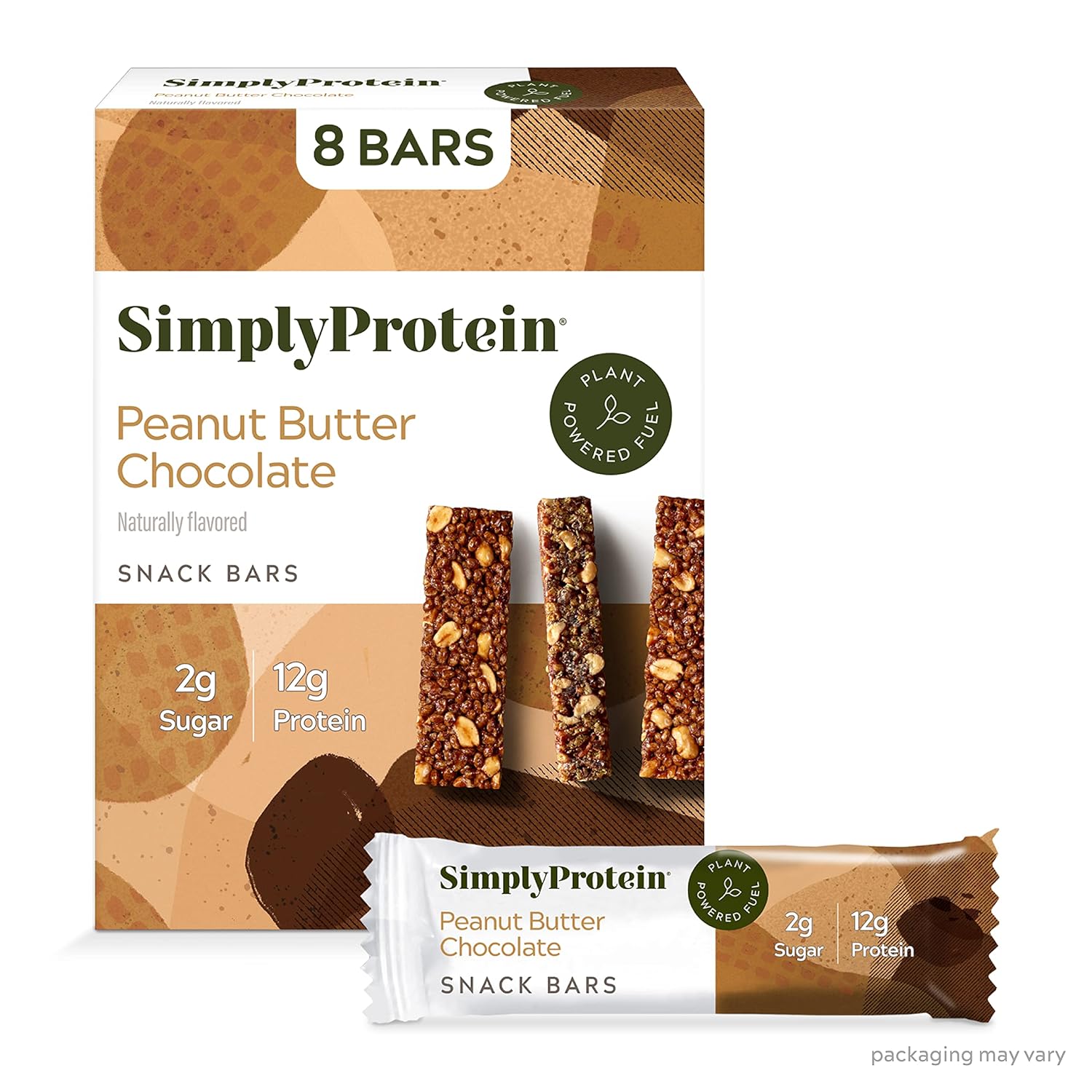 SimplyProtein Barras de proteína veganas  Barra a base de plantas de chocolate con mantequilla de maní, 0.42oz de proteína, 0.07oz de azúcar, sin