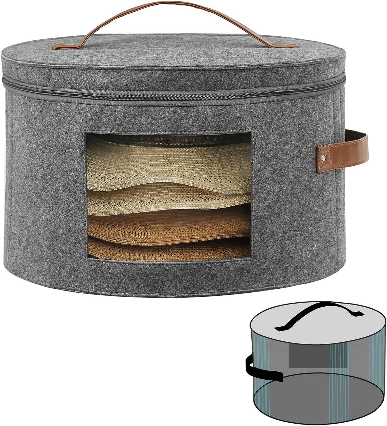 Qozary Caja de almacenamiento reforzada para sombreros, organizador de sombreros para mujeres y hombres, caja de sombrero de vaquero con paneles de