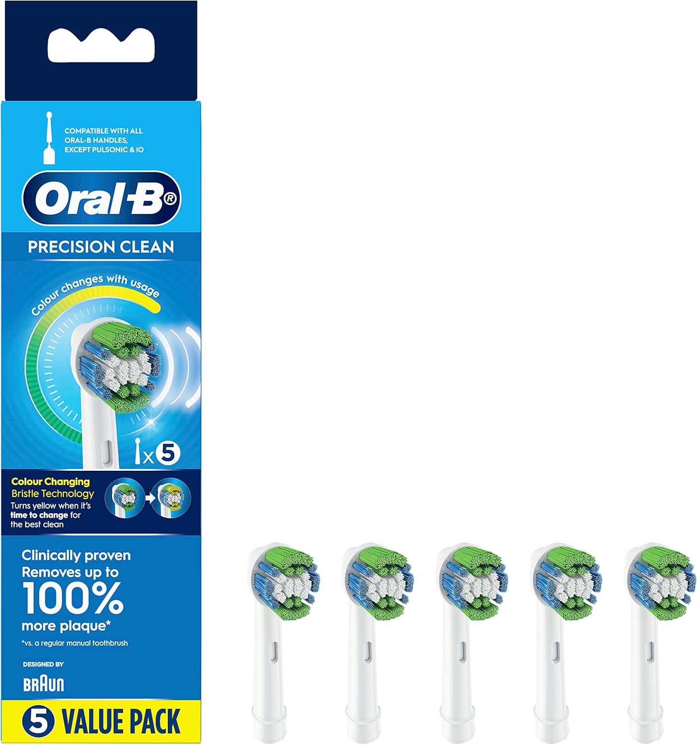 Braun Oral-B Precision Clean Cabezales de cepillo de dientes (paquete de 5, servido en todos los cepillos giratorios Oral-B