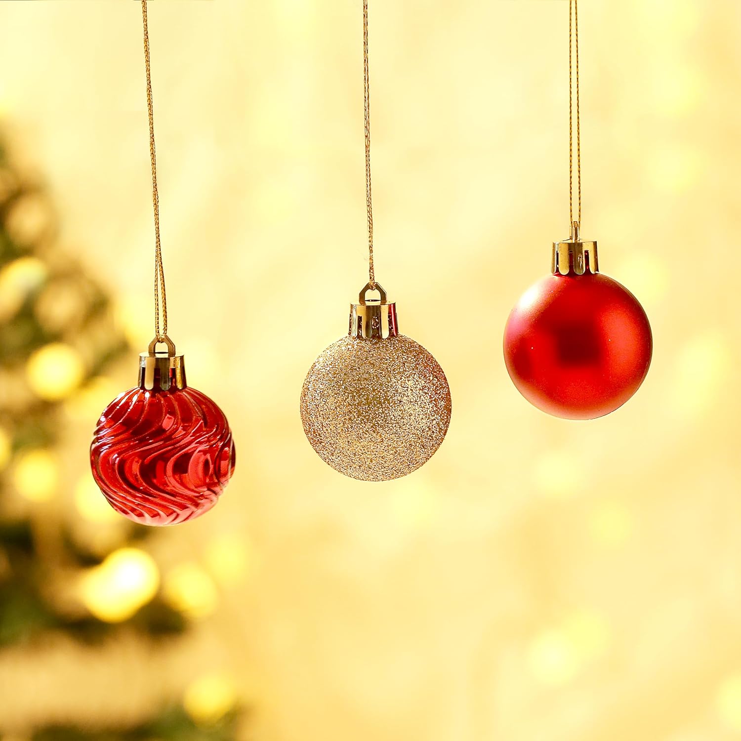 Adornos de bola de Navidad para decoraciones de Navidad, 50 piezas extra grandes para árbol de Navidad, adornos inastillables, rojo y dorado (combo