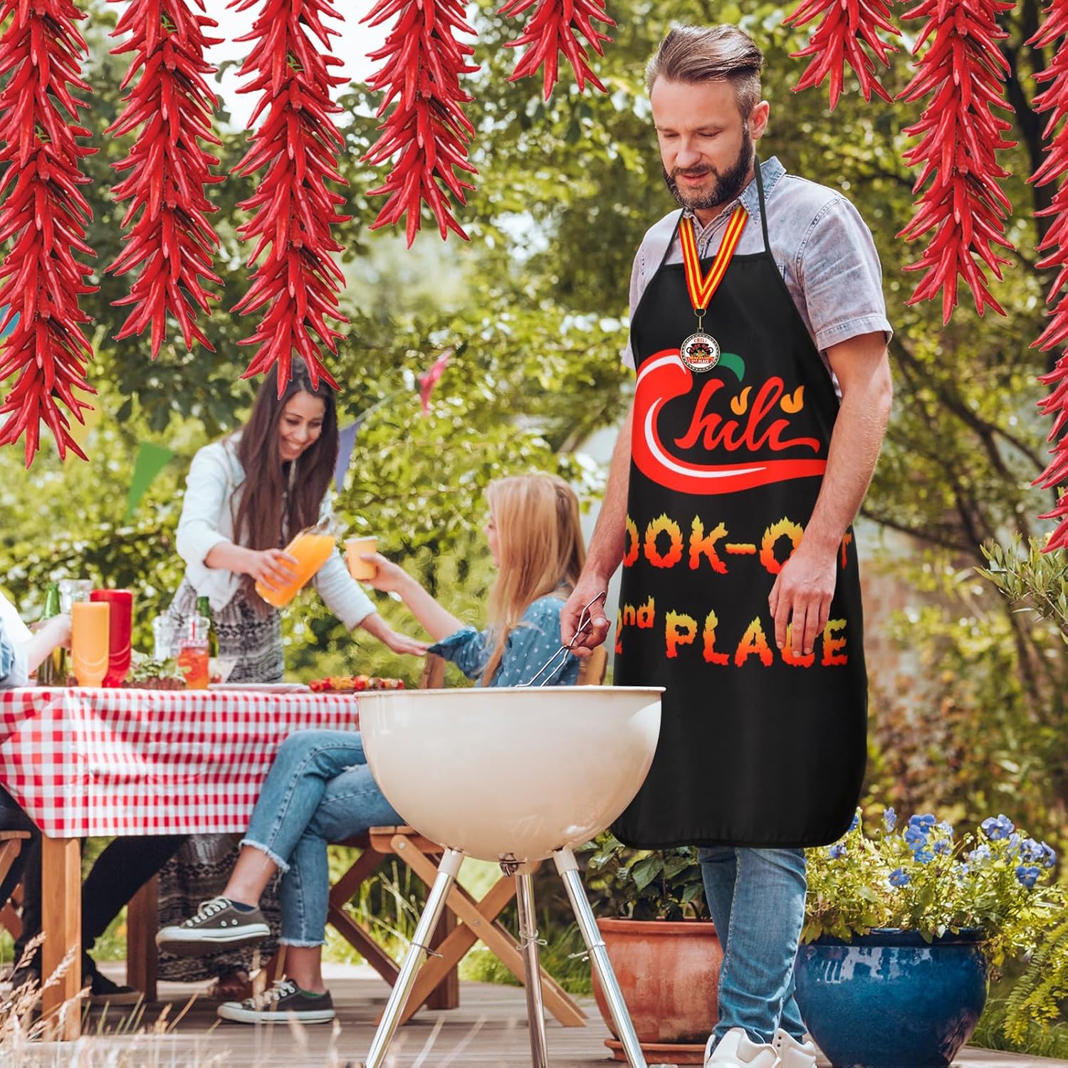 Mepase Juego de 6 medallas de premio de Chili Cook off para cocinar, delantal de chile para cocinar, 1, 2, 3er premio, juego de 3 medallas para