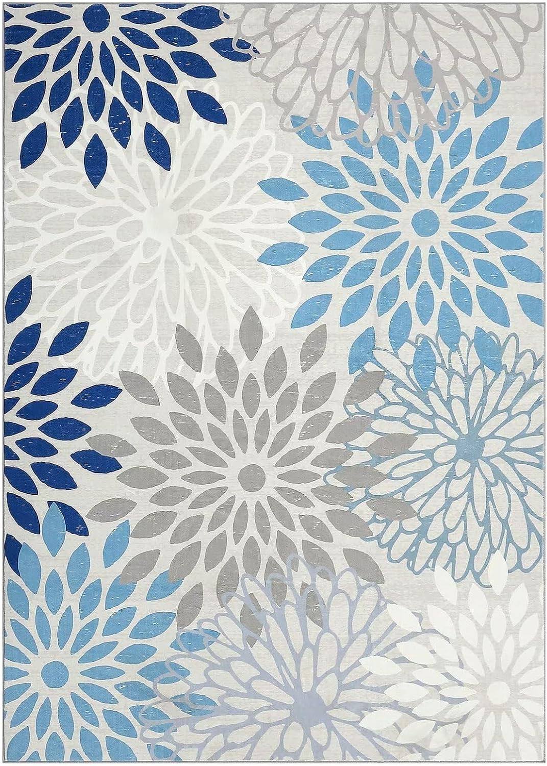 COZYLOOM Alfombra moderna de 8 x 10 pies para sala de estar y dormitorio, alfombra bohemia con estampado floral, lavable, para interiores, suave,