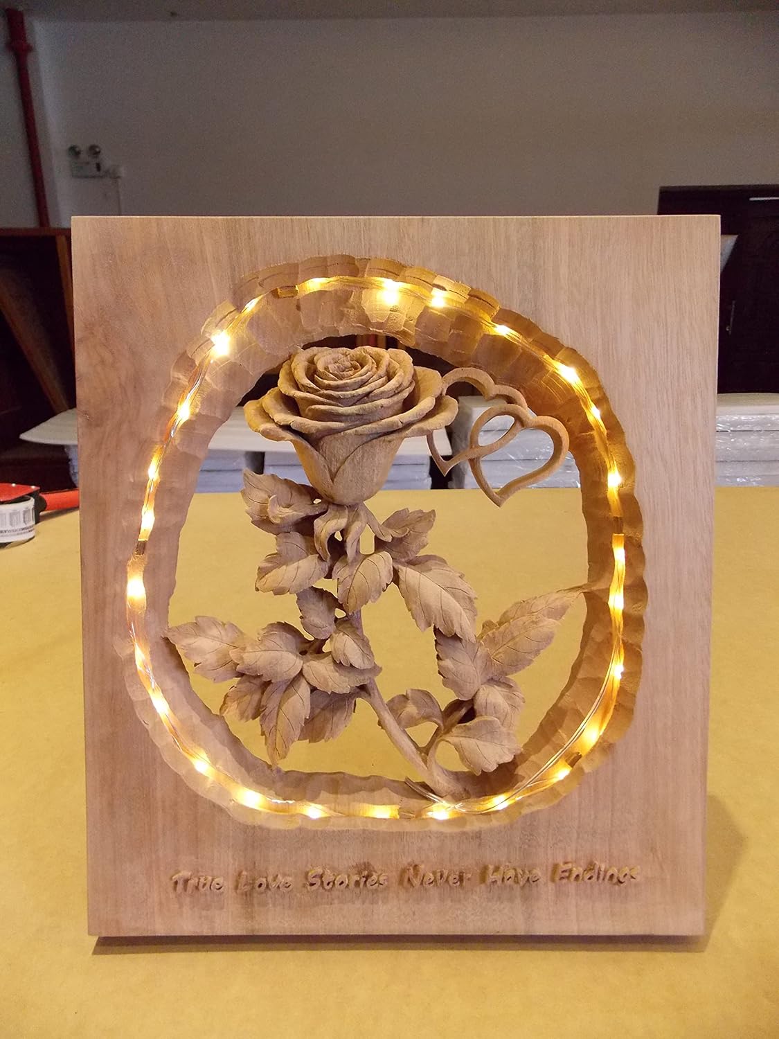 Wood Rose Gift For Her Couples Gift Personalized Wedding Gift 5 Years Anniversary Gift Family Name Sign Established Sign