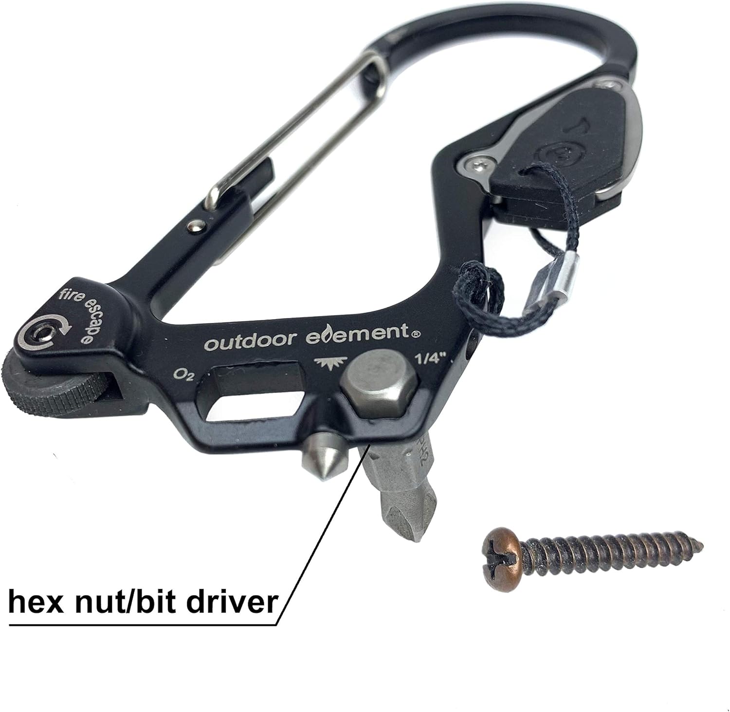 OUTDOOR ELEMENT Escape de incendios, herramienta de escape de emergencia, cortador de cinturón de seguridad, rompe ventanas, multiherramienta,